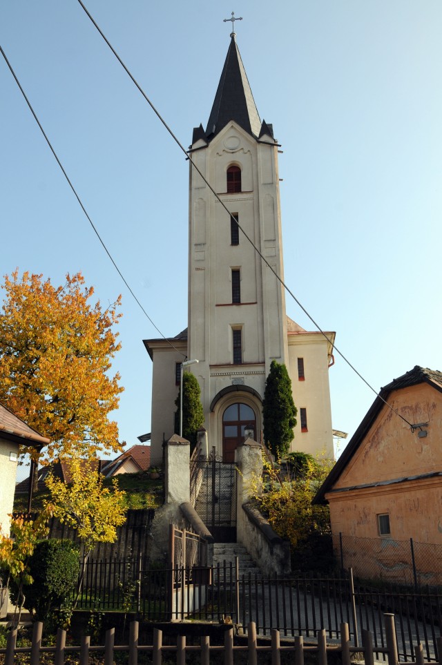 Front view of the Evangelical Lutheran church, Obisovce, Slovakia.