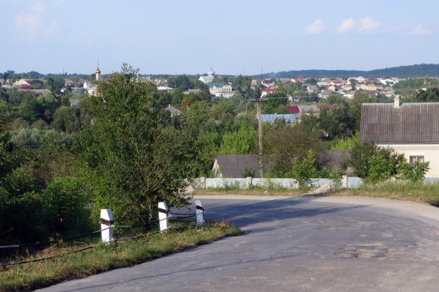 View of Zalozce from the main road as it heads to the old cemetery. Click to enlarge.