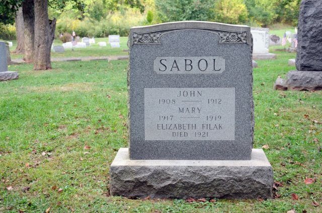 Grave marker from the New Cemetery, Somerville, N. J. Could Elizabeth Filak be my great-great-grandmother Elisa Sabol (nee Filak) who also died in 1921?