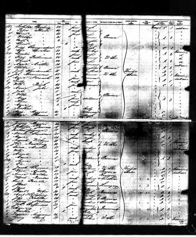 Passenger manifest from the S.S. Wieland, Sept. 23, 1887. My great-great-grandmother Marie Roeder Mueller is listed their with her daughter (and my great-grandmother Ottilie). Click to enlarge.